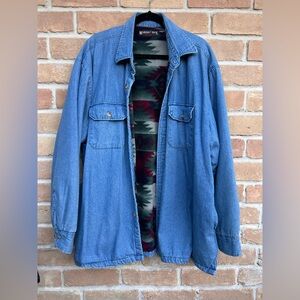Vintage Marino Bay Denim Shirt Shacket Men 2XLT Plaid Flannel Lined Heavy Barn